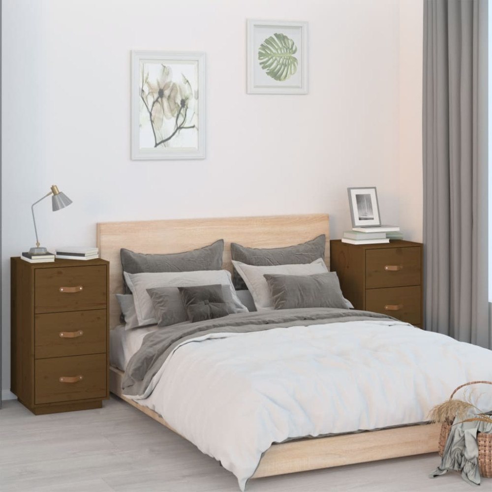vidaXL Sängbord 2 st honungsbrun 40x40x75 cm massiv furu