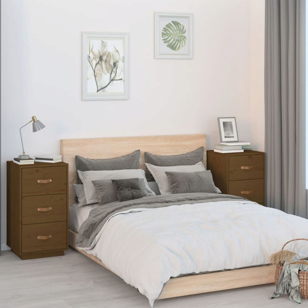 vidaXL Sängbord 2 st honungsbrun 40x40x75 cm massiv furu