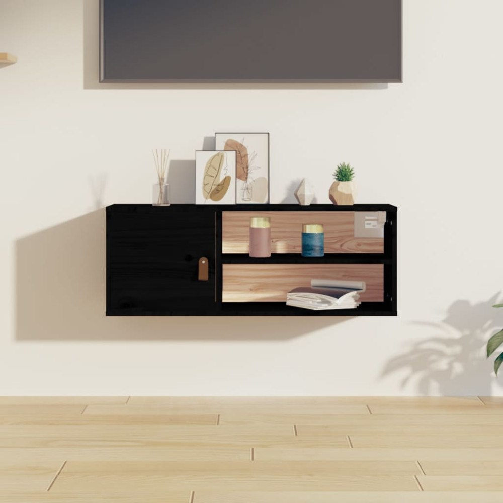 vidaXL Väggskåp svart 80x30x30 cm massiv furu