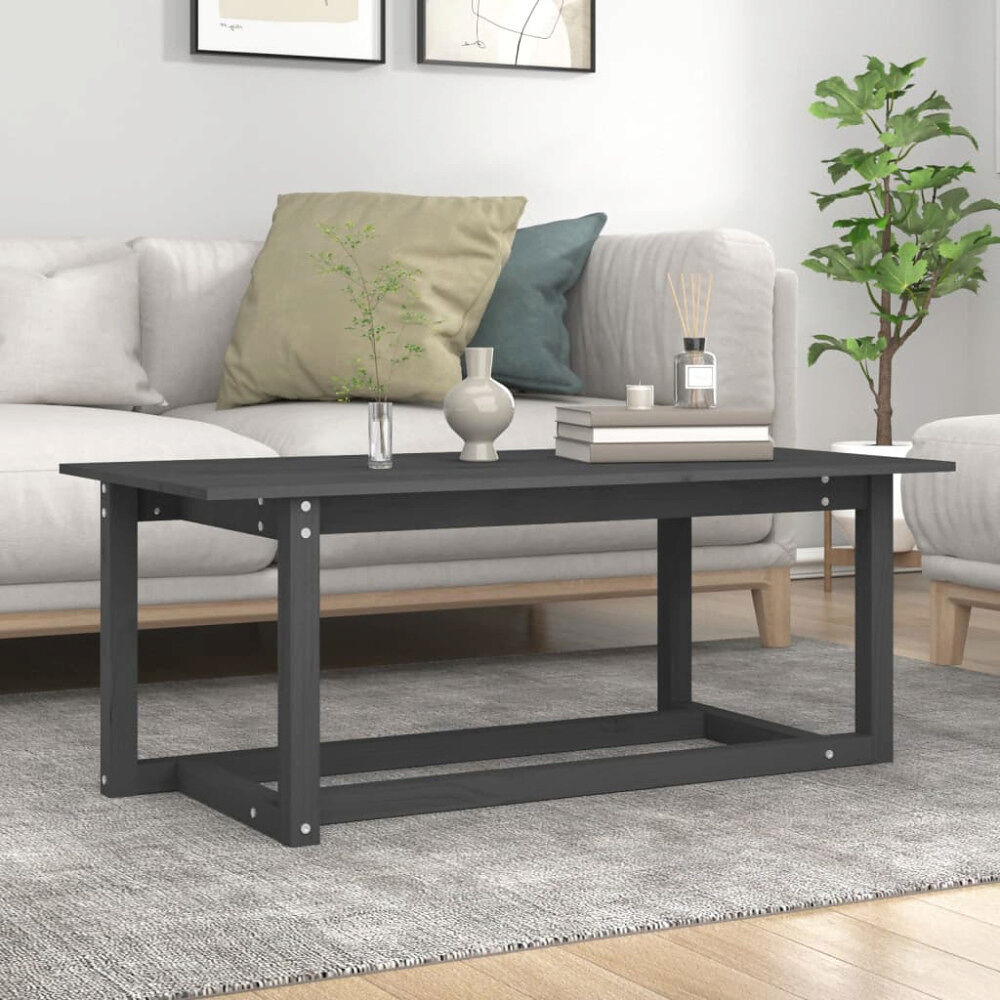 vidaXL Soffbord grå 110x55x45 cm massiv furu