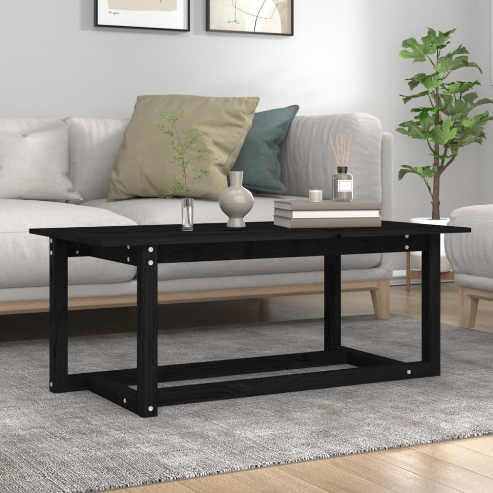vidaXL Soffbord svart 110x55x45 cm massiv furu