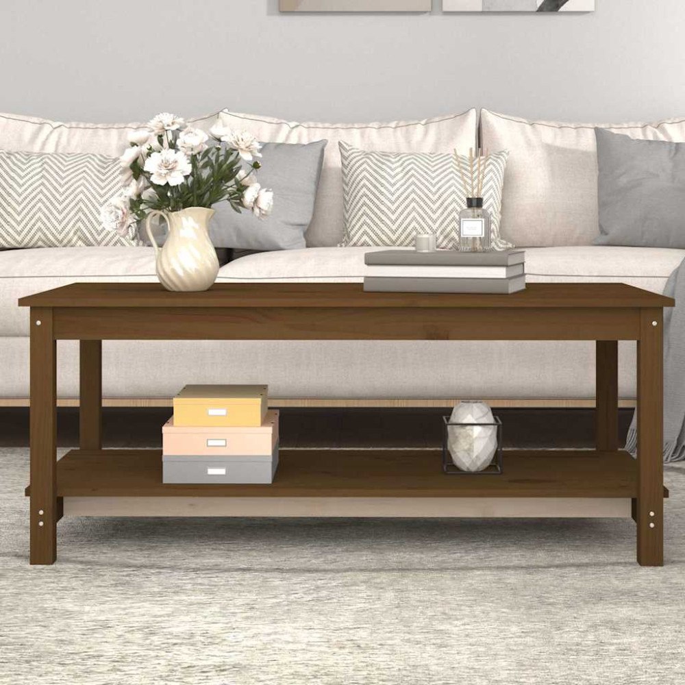 vidaXL Soffbord honungsbrun 110x55x45 cm massiv furu
