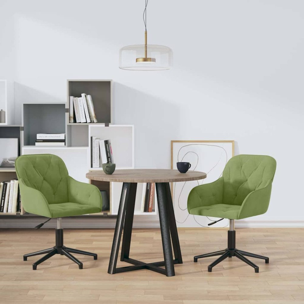 vidaXL Snurrbara matstolar 2 st ljusgrön sammet