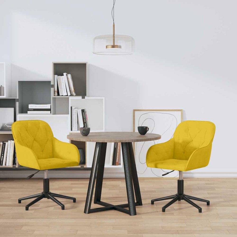vidaXL Snurrbara matstolar 2 st gul sammet