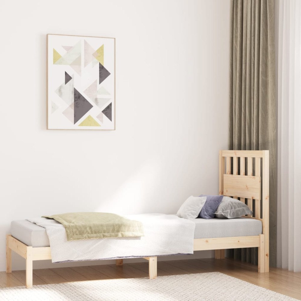 vidaXL Sängram massivt trä 75x190 cm
