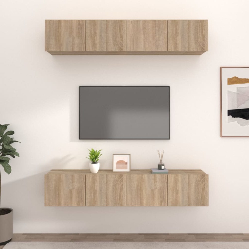 vidaXL Tv-skåp 4 delar sonoma-ek 80x30x30 cm konstruerat trä