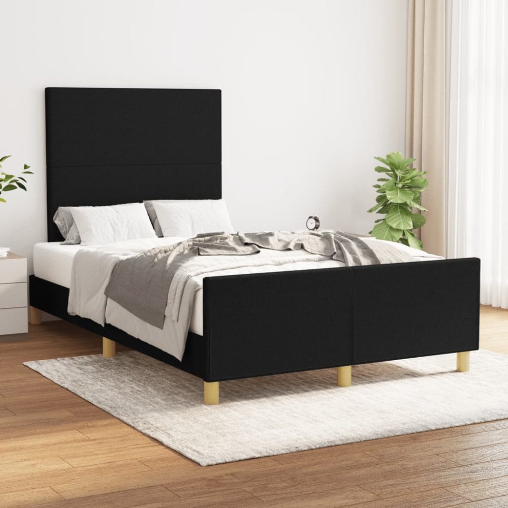 vidaXL Sängram utan madrass svart 120x200 cm tyg