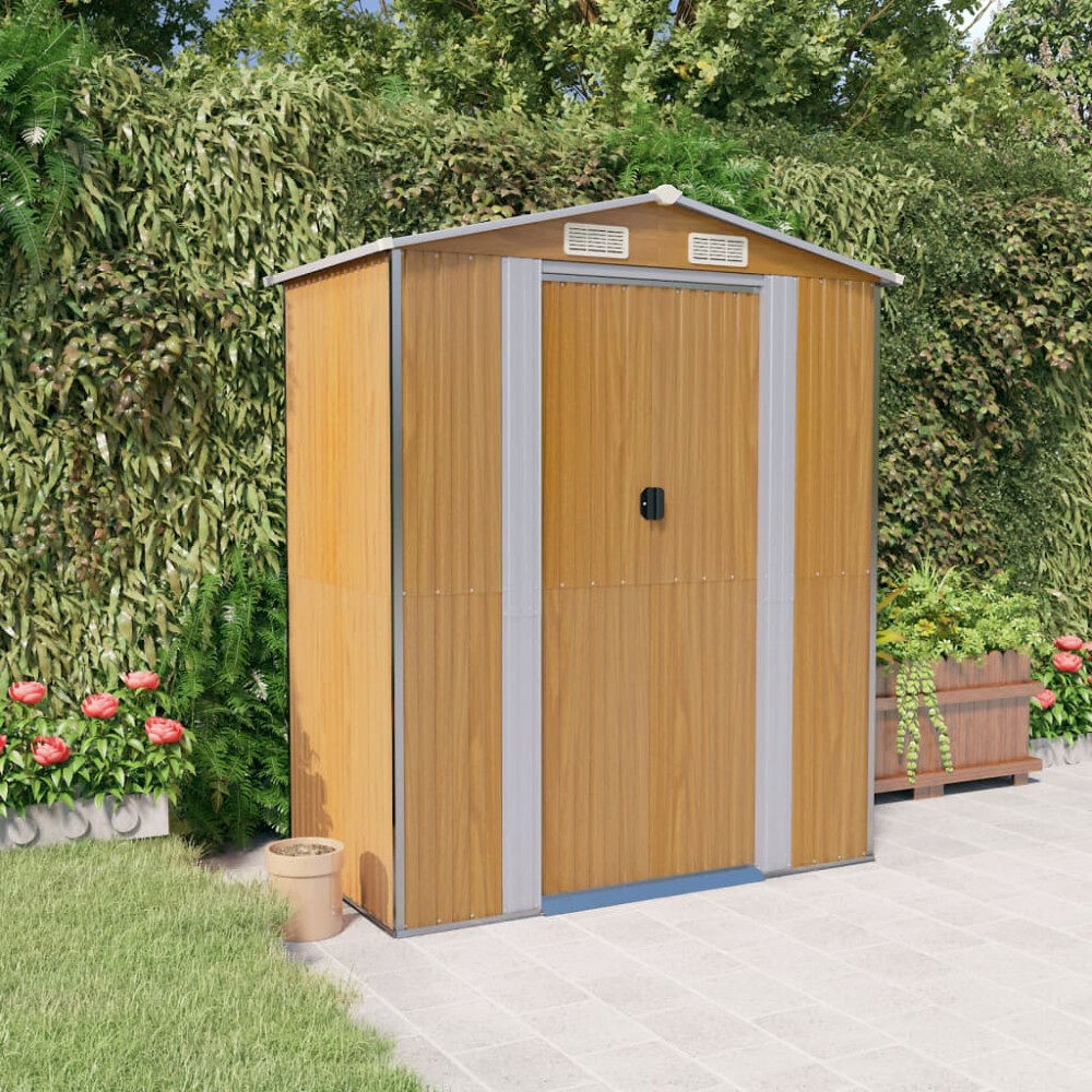 vidaXL Trädgårdsskjul ljusbrun 192x108x223 cm galvaniserat stål