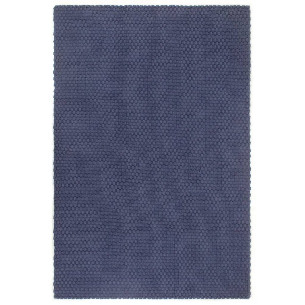 vidaXL Matta rektangulär Marinblå 160x230 cm bomull