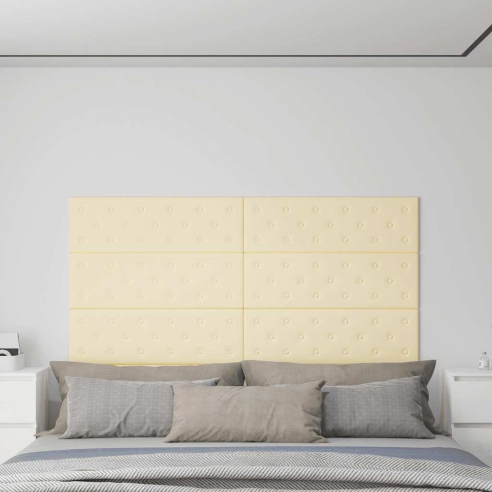 vidaXL Väggpaneler 12 st gräddvit 90x30 cm konstläder 3,24 m²