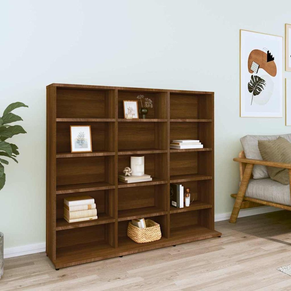 vidaXL CD-hylla rökfärgad Brun ek 100x23x89,5 cm konstruerat trä