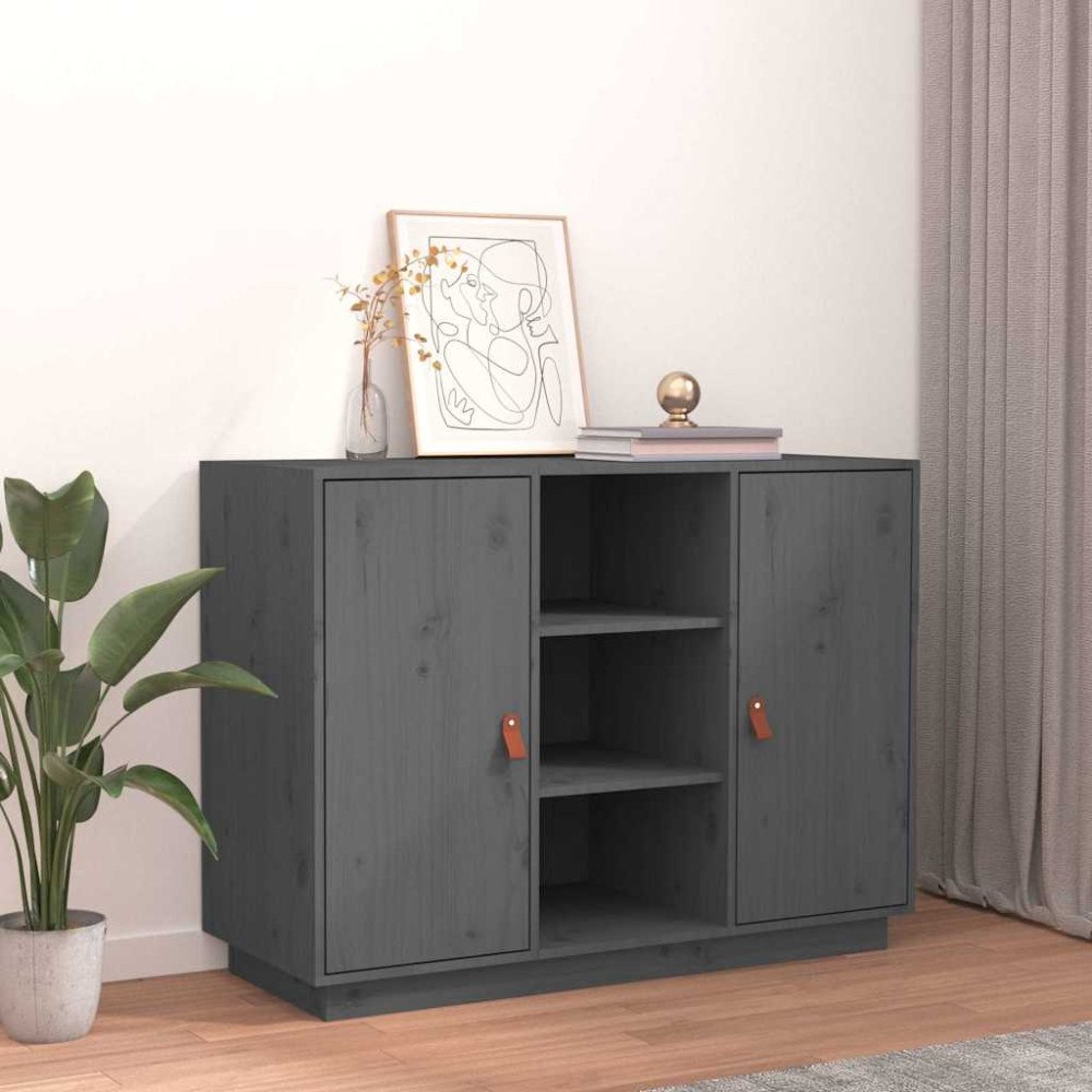 vidaXL Byrå grå 100x40x75 cm massiv furu