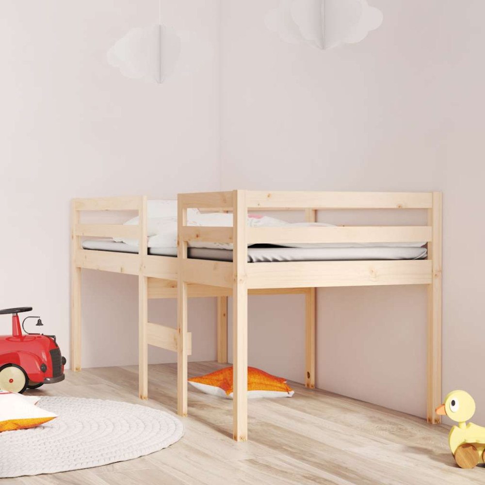 vidaXL Hög säng 90x200 cm massiv furu