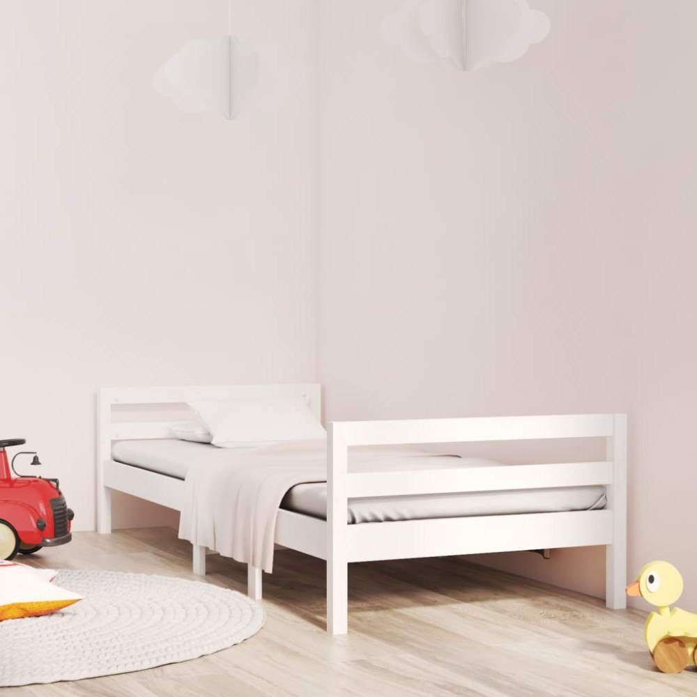 vidaXL Sängram utan madrass vit 75x190 cm massiv furu