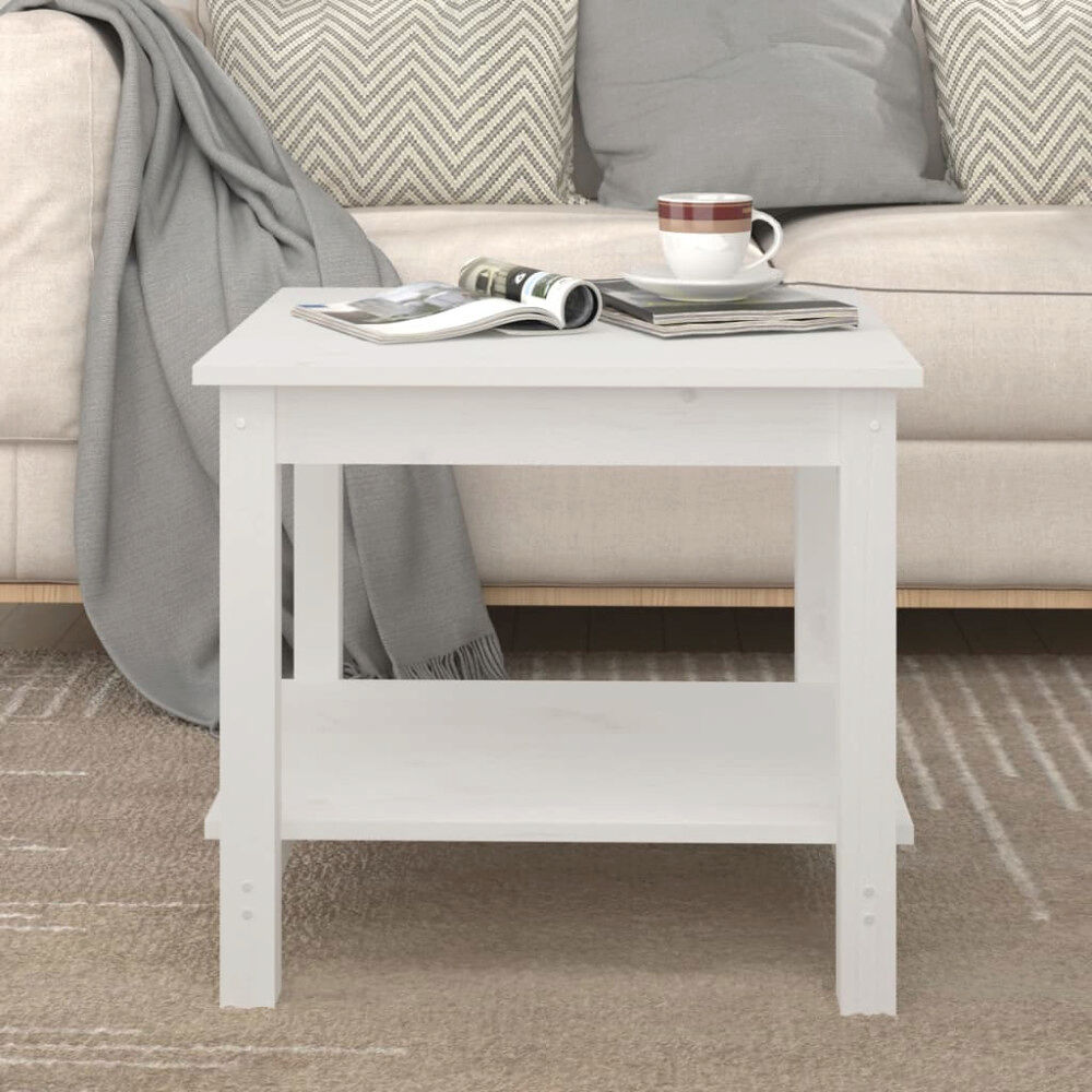 vidaXL Soffbord vit 50x50x45 cm massiv furu