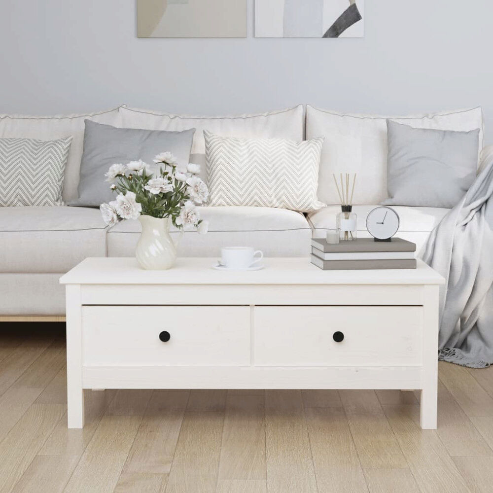vidaXL Soffbord vit 100x50x40 cm massiv furu