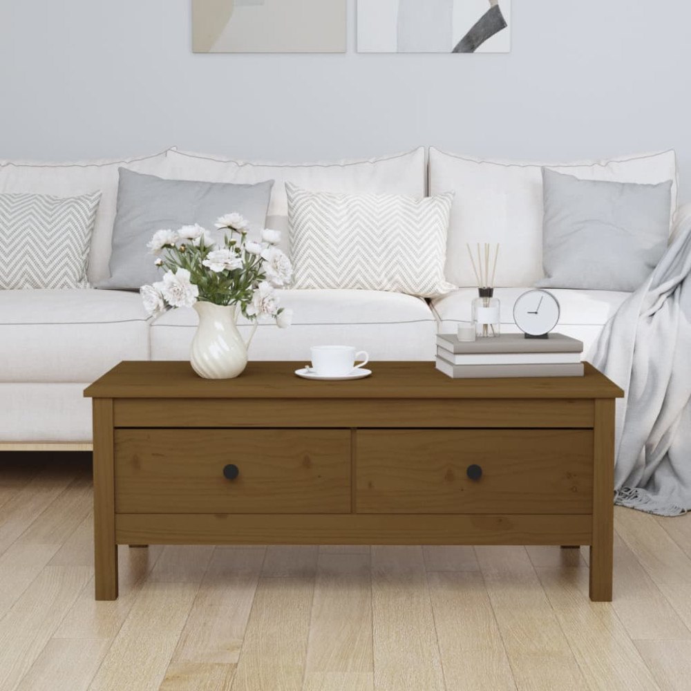 vidaXL Soffbord honungsbrun 100x50x40 cm massiv furu