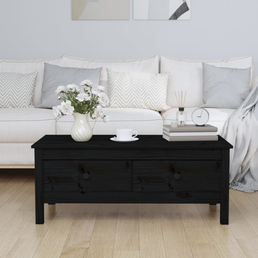 vidaXL Soffbord svart 100x50x40 cm massiv furu