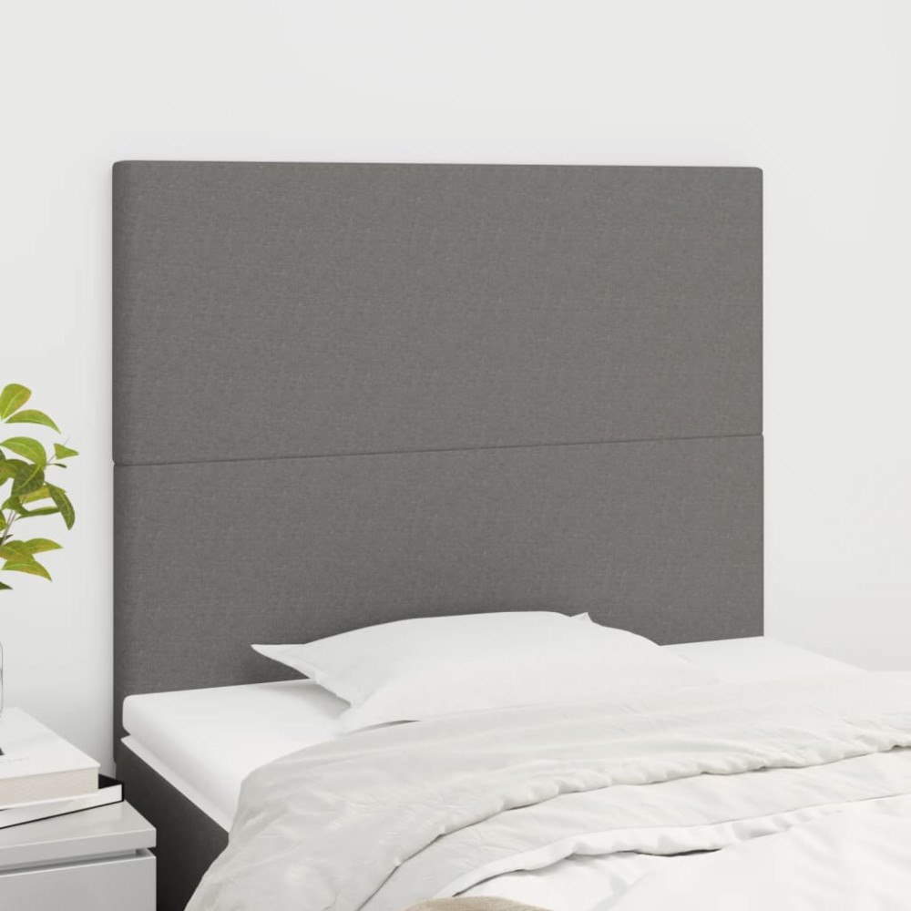 vidaXL Sänggavel mörkgrå 100x5x118/128 cm tyg