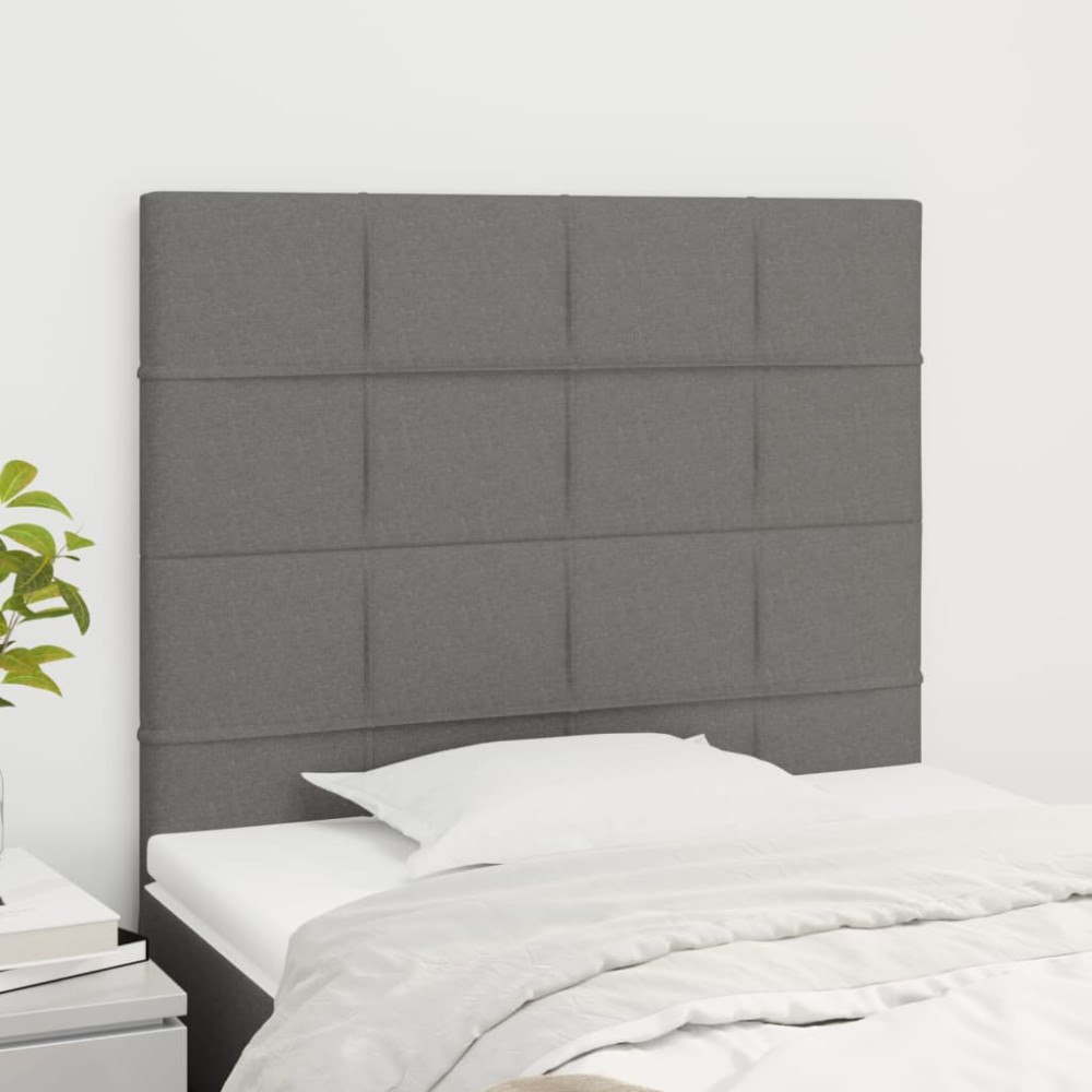 vidaXL Sänggavel mörkgrå 100x5x118/128 cm tyg