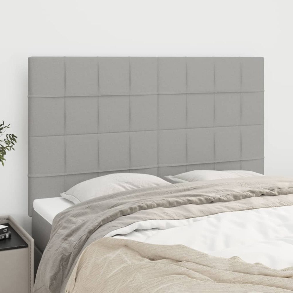 vidaXL Sänggavel ljusgrå 144x5x118/128 cm tyg