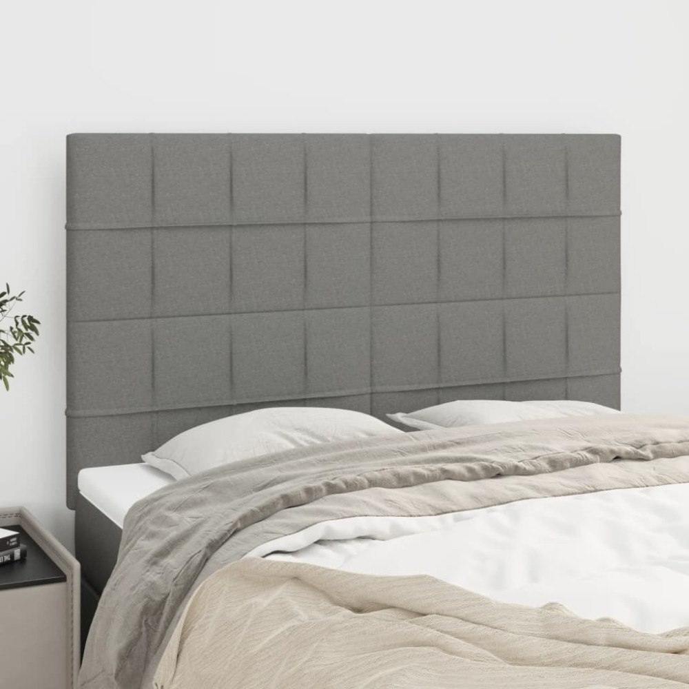 vidaXL Sänggavel mörkgrå 144x5x118/128 cm tyg