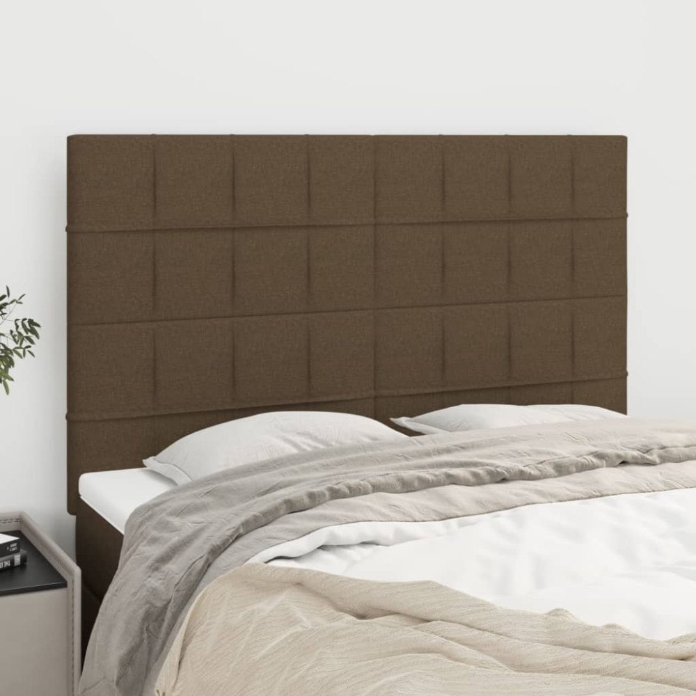 vidaXL Sänggavel mörkbrun 144x5x118/128 cm tyg
