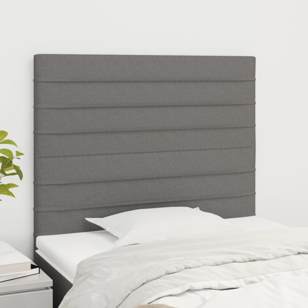 vidaXL Sänggavel mörkgrå 100x5x118/128 cm tyg