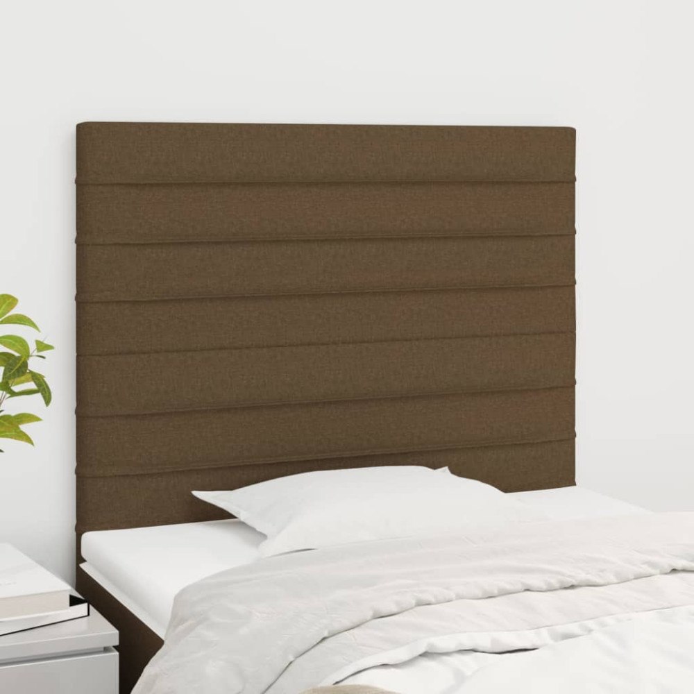vidaXL Sänggavel mörkbrun 100x5x118/128 cm tyg