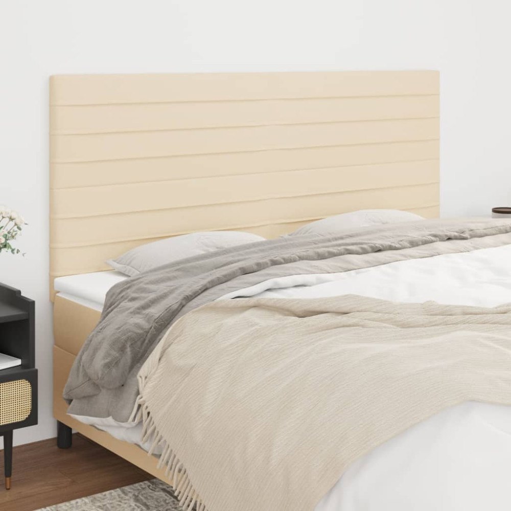vidaXL Sänggavel creme 160x5x118/128 cm tyg