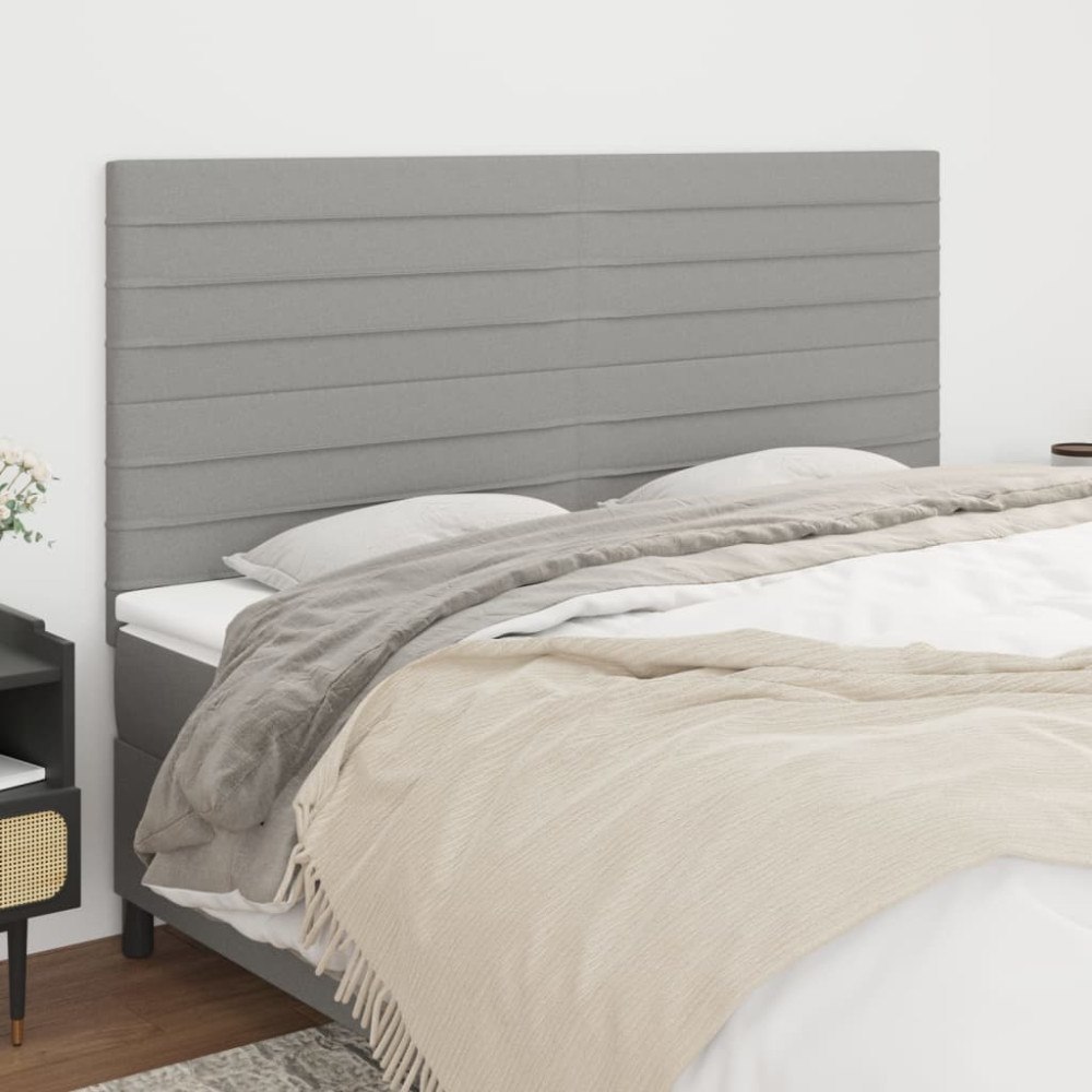 vidaXL Sänggavel ljusgrå 200x5x118/128 cm tyg
