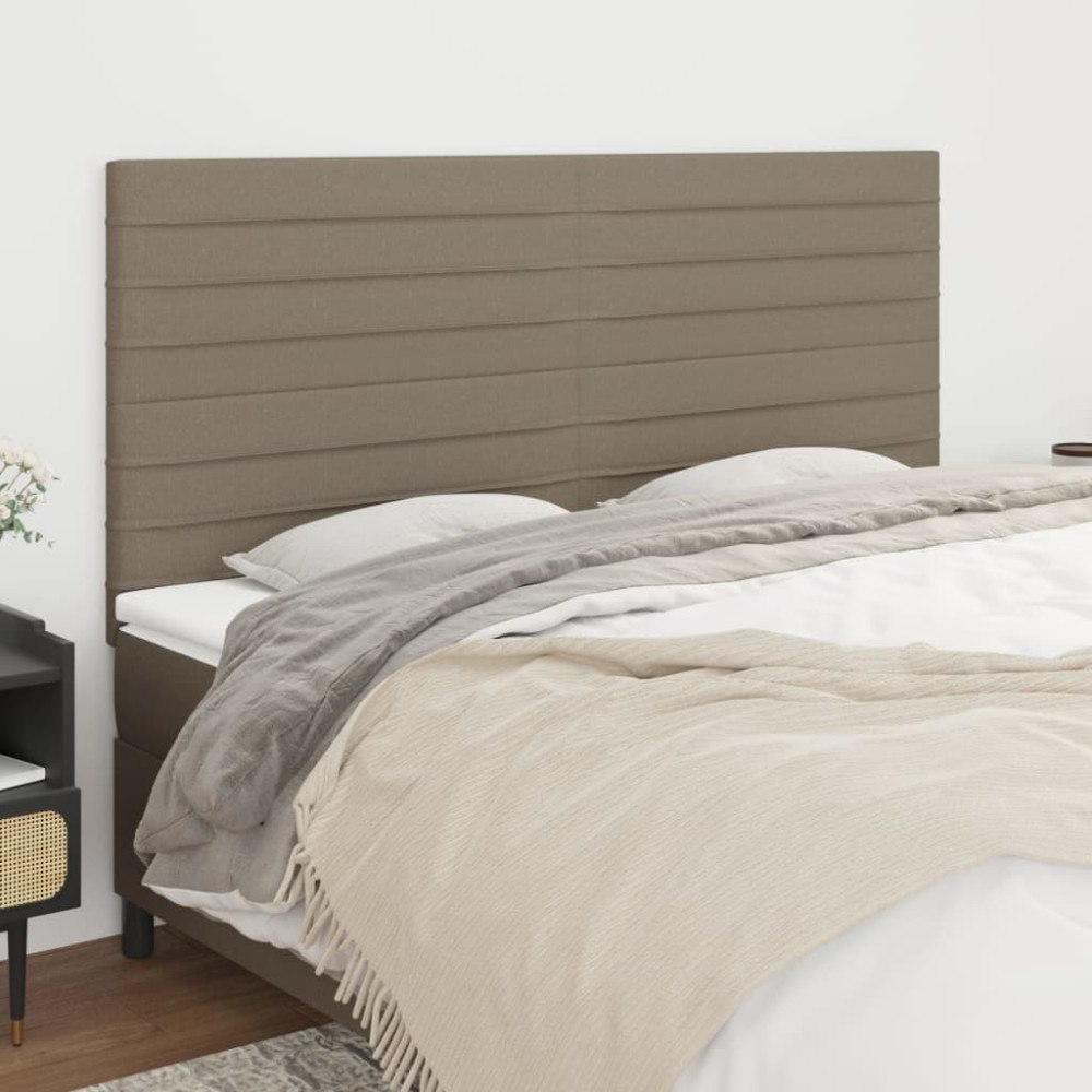 vidaXL Sänggavel taupe 200x5x118/128 cm tyg