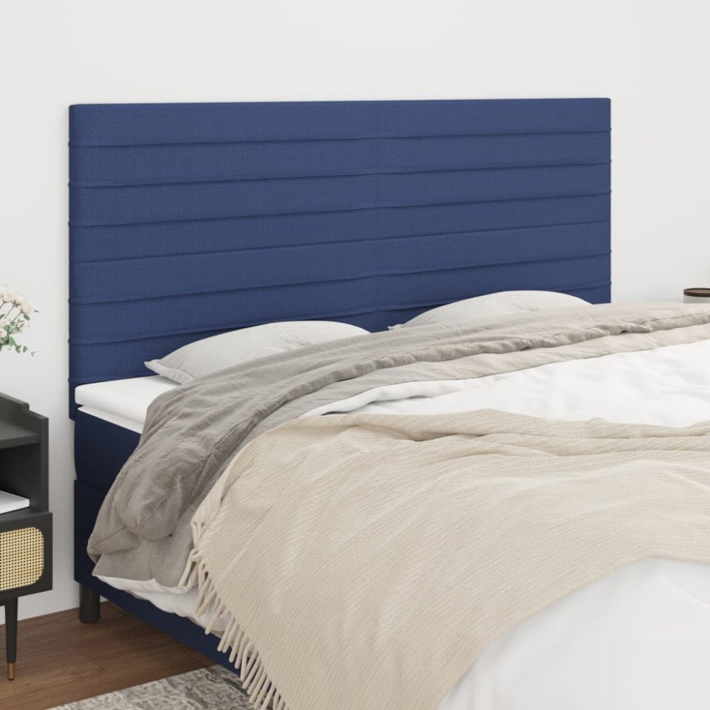 vidaXL Sänggavel blå 200x5x118/128 cm tyg