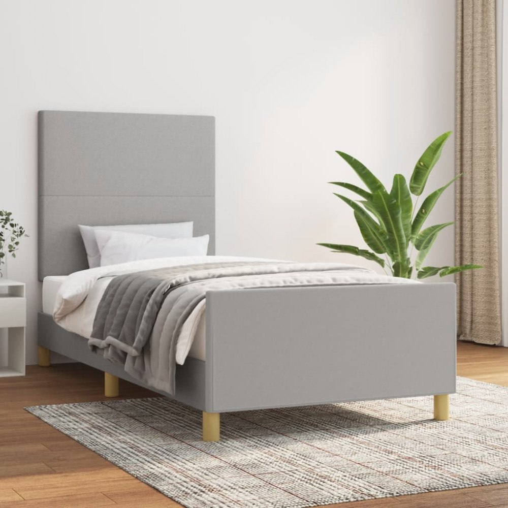 vidaXL Sängram utan madrass ljusgrå 90x200 cm tyg