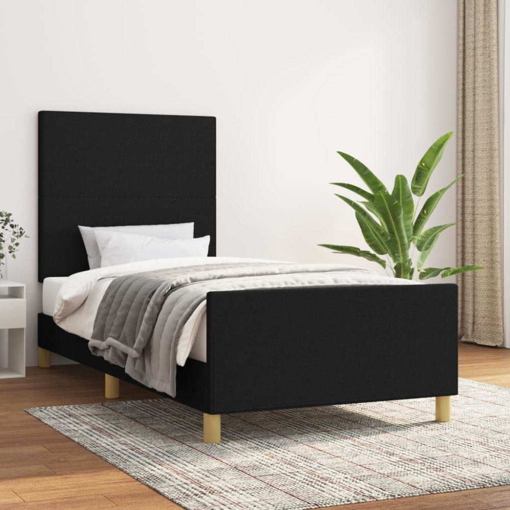 vidaXL Sängram utan madrass svart 100x200 cm tyg