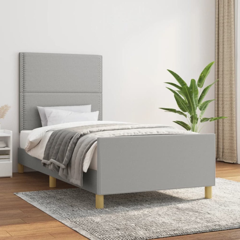vidaXL Sängram utan madrass ljusgrå 90x190 cm tyg