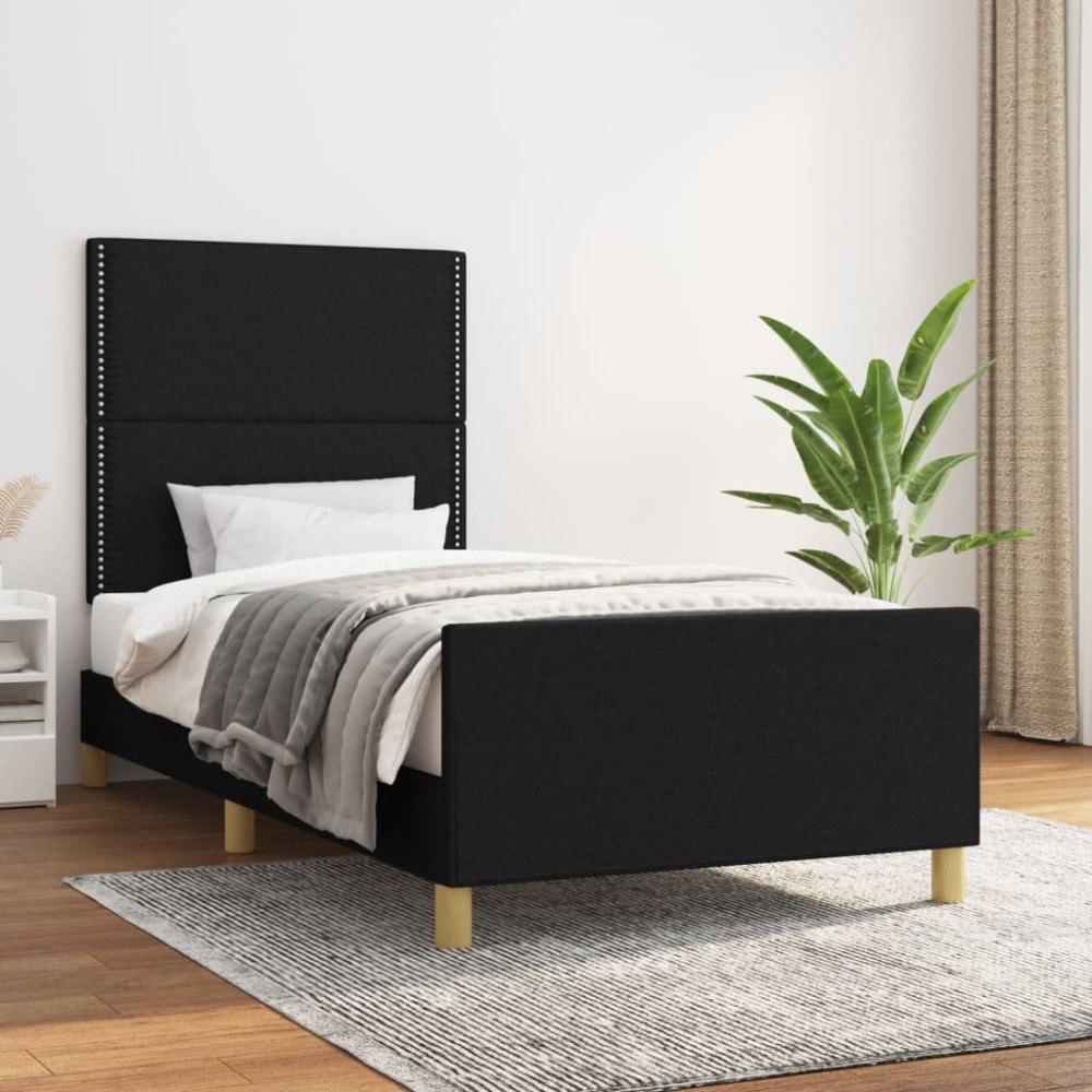 vidaXL Sängram utan madrass svart 90x190cm tyg