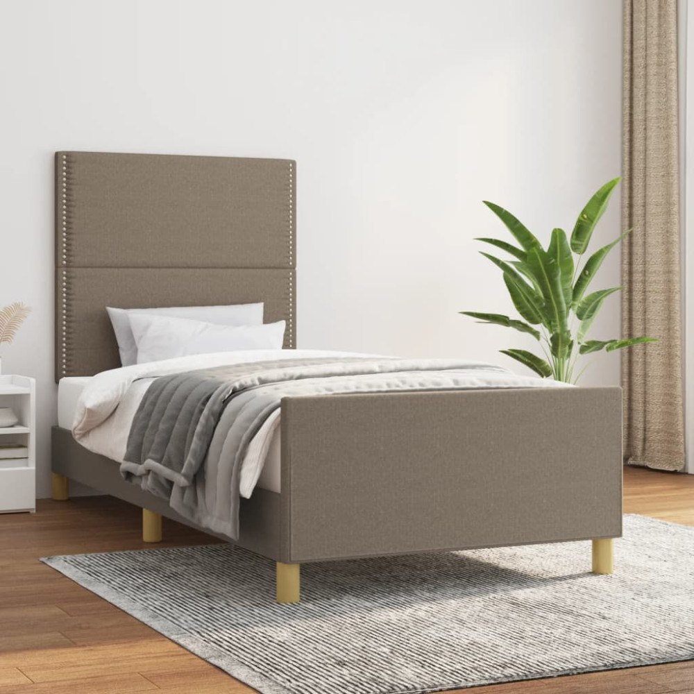 vidaXL Sängram utan madrass Taupe 90x190 cm tyg