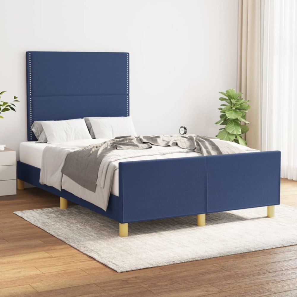 vidaXL Sängram utan madrass blå 120x200cm tyg