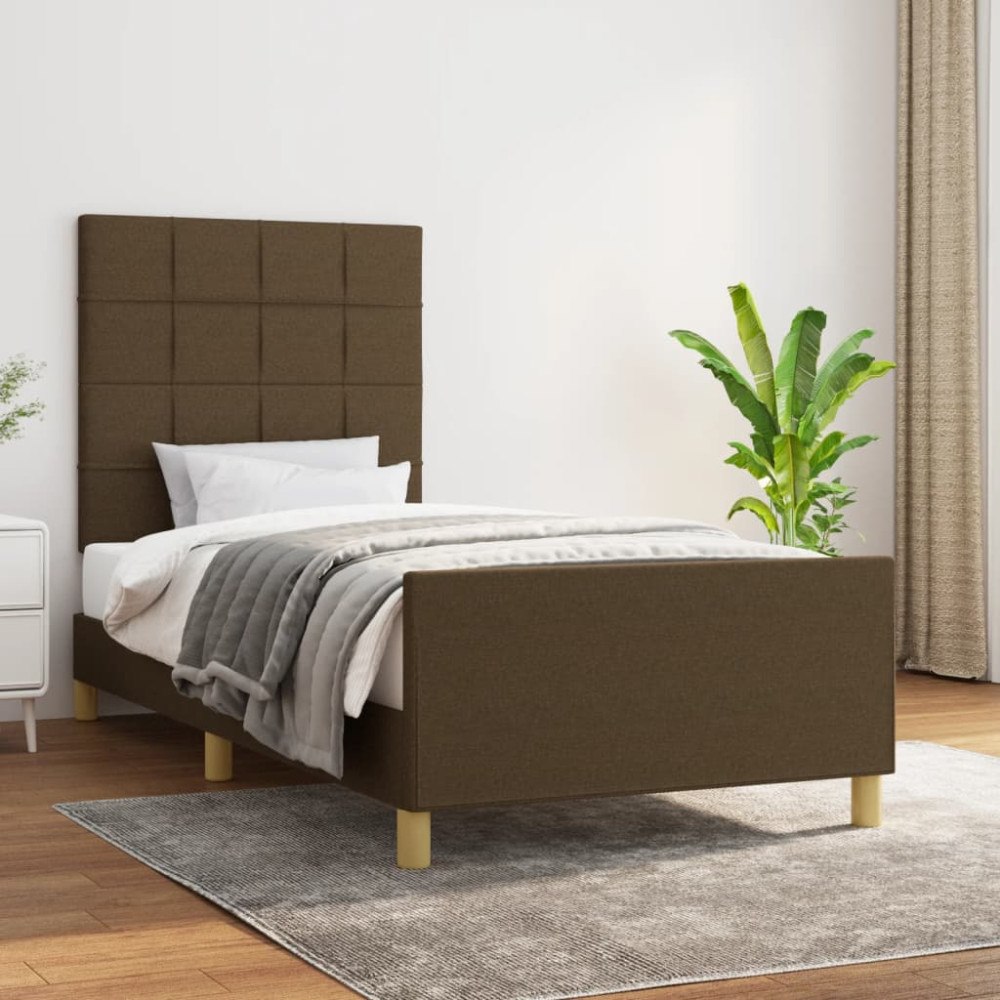 vidaXL Sängram utan madrass mörkbrun 90x190 cm tyg