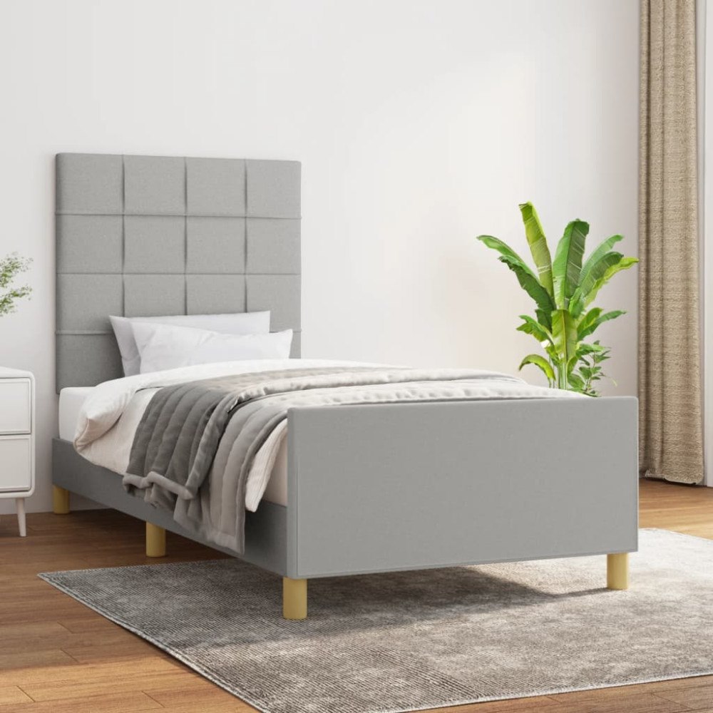 vidaXL Sängram utan madrass ljusgrå 100x200 cm tyg