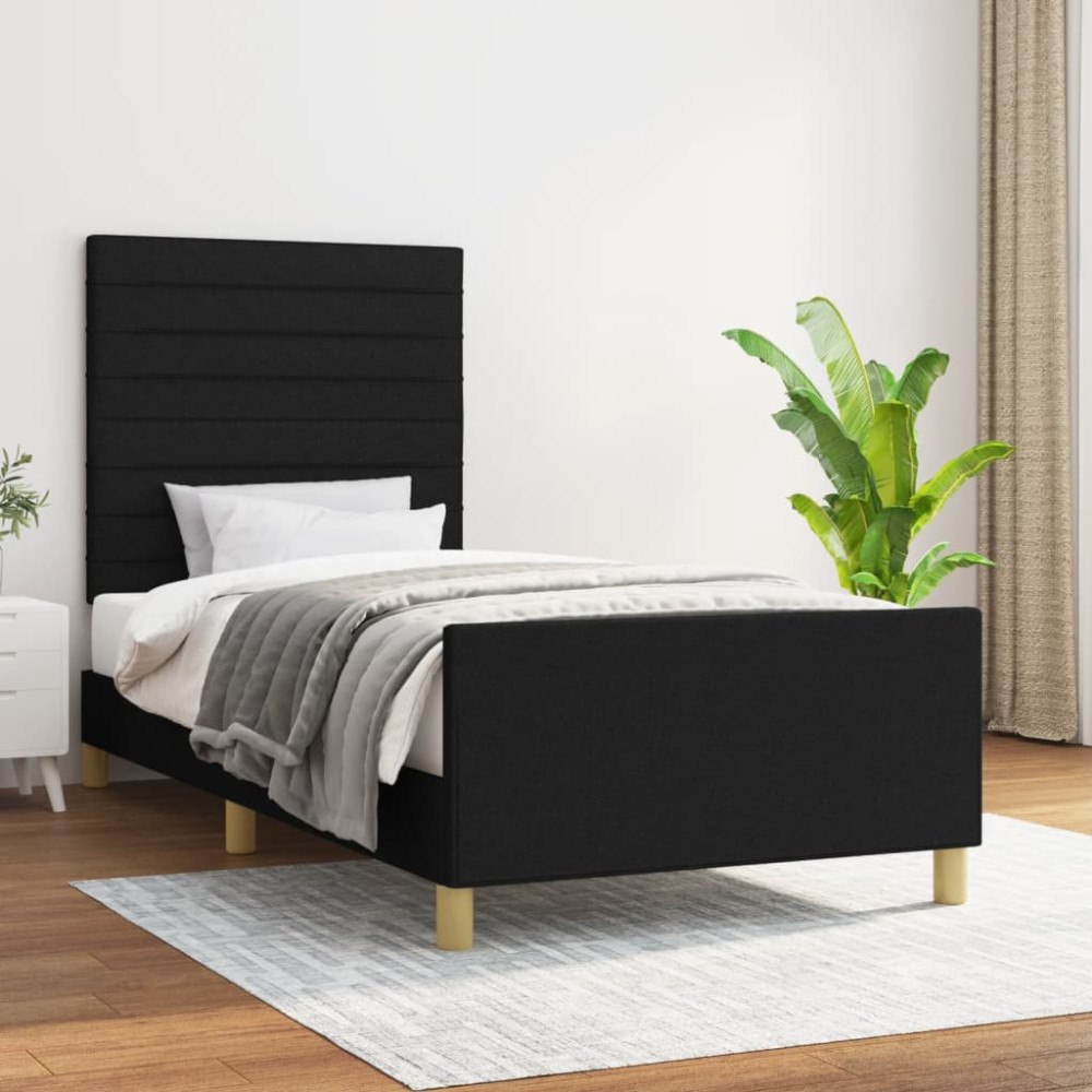 vidaXL Sängram utan madrass svart 90x200 cm tyg