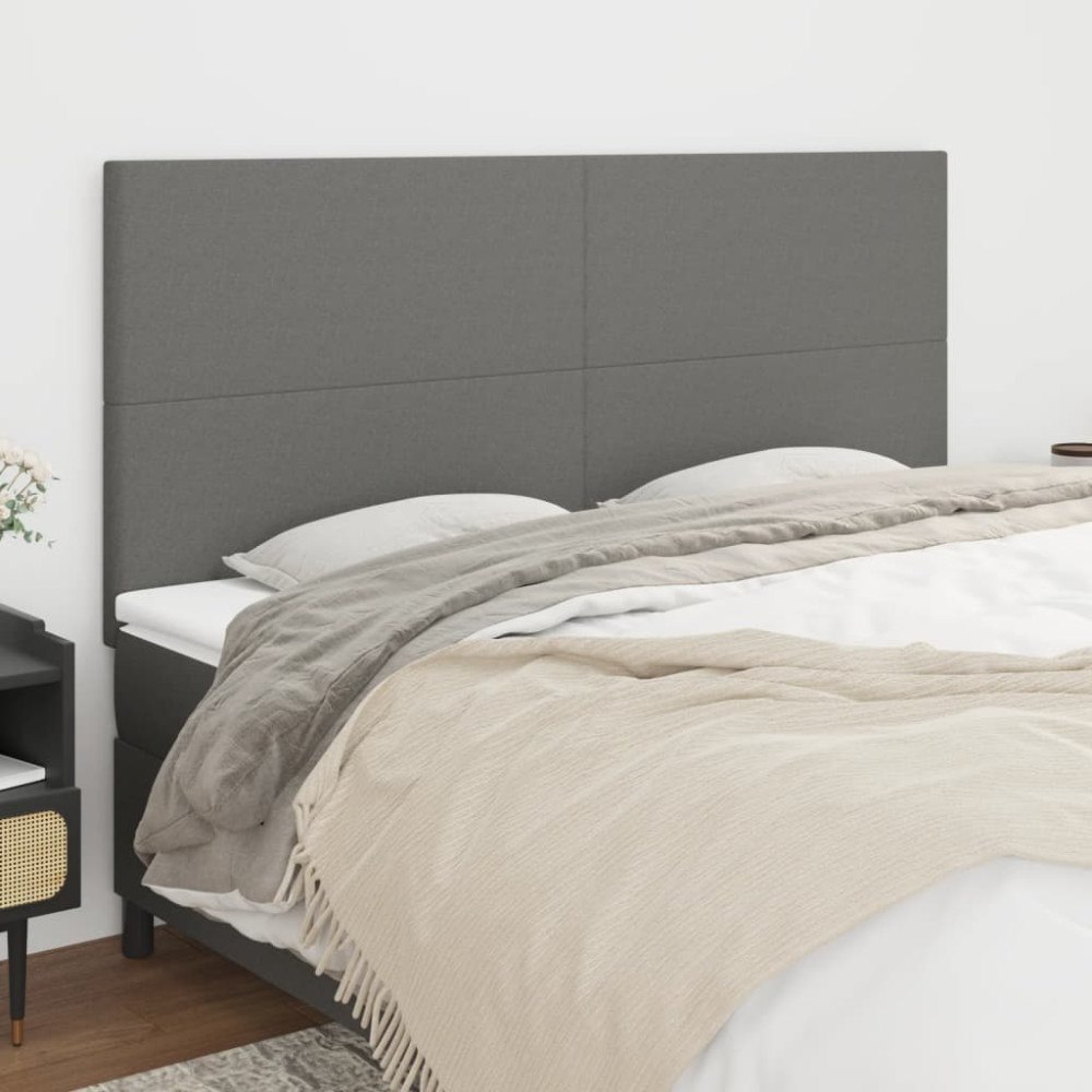 vidaXL Sänggavel mörkgrå 180x5x118/128 cm tyg