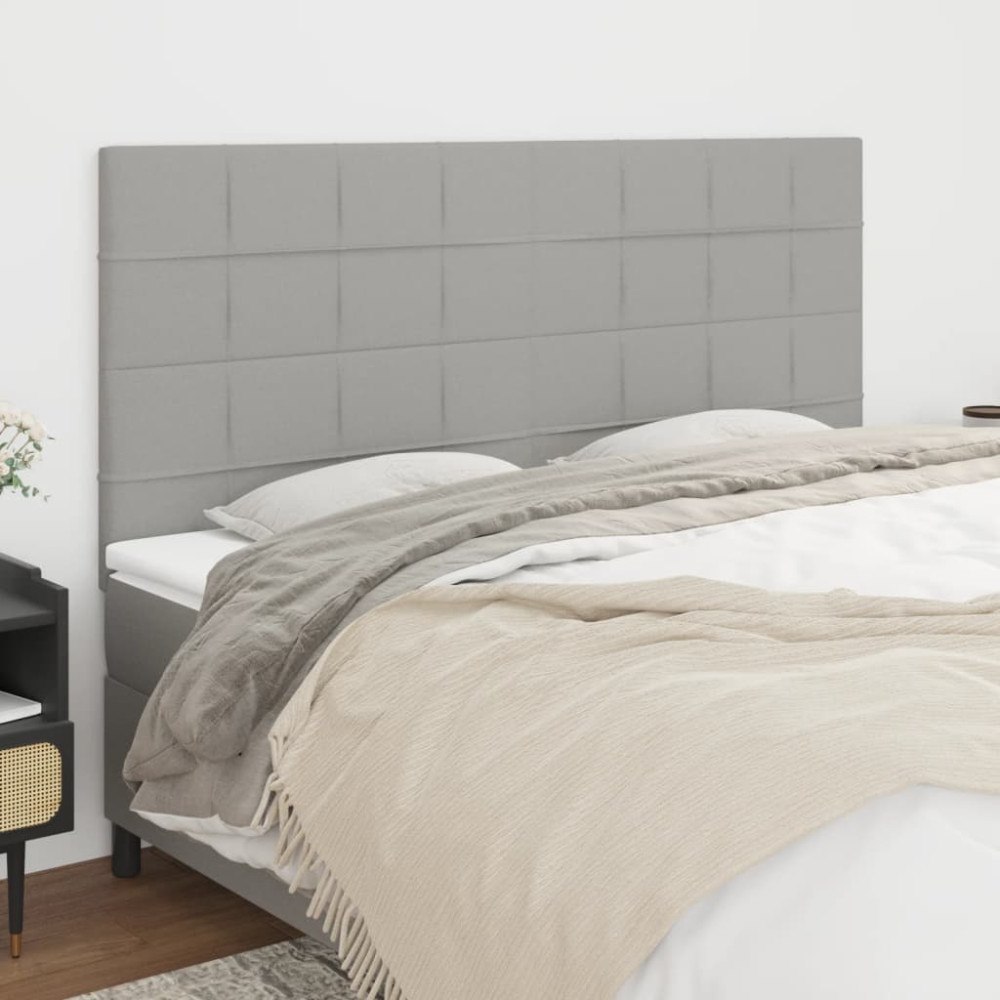 vidaXL Sänggavel ljusgrå 180x5x118/128 cm tyg
