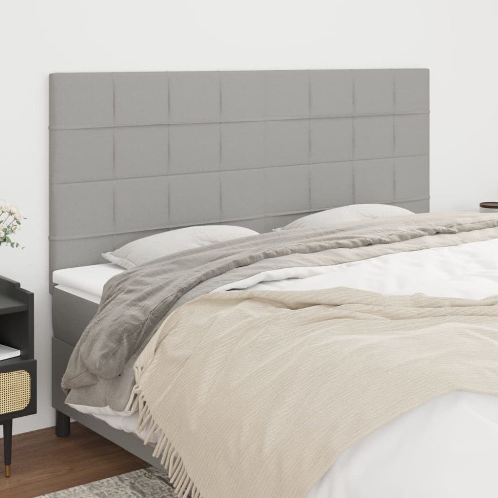 vidaXL Sänggavel ljusgrå 200x5x118/128 cm tyg