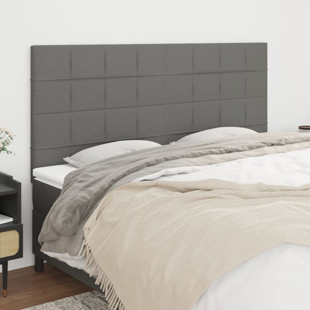 vidaXL Sänggavel mörkgrå 200x5x118/128 cm tyg