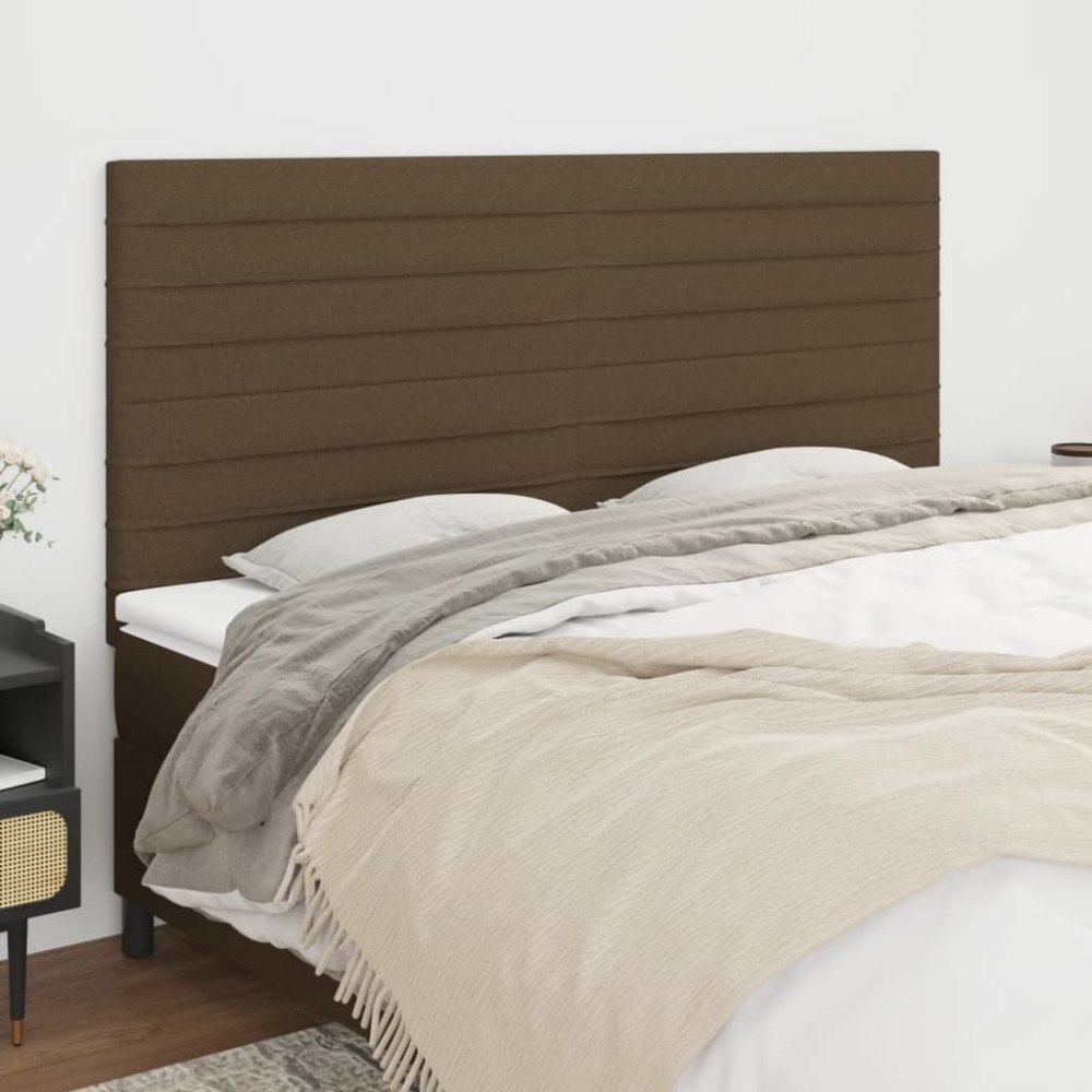 vidaXL Sänggavel mörkbrun 180x5x118/128 cm tyg