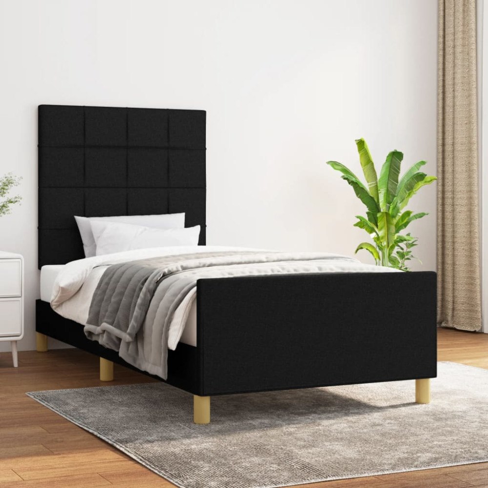 vidaXL Sängram utan madrass svart 90x190cm tyg