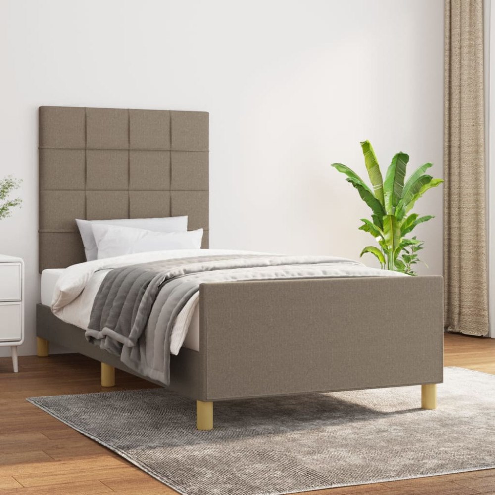 vidaXL Sängram utan madrass taupe 100x200 cm tyg