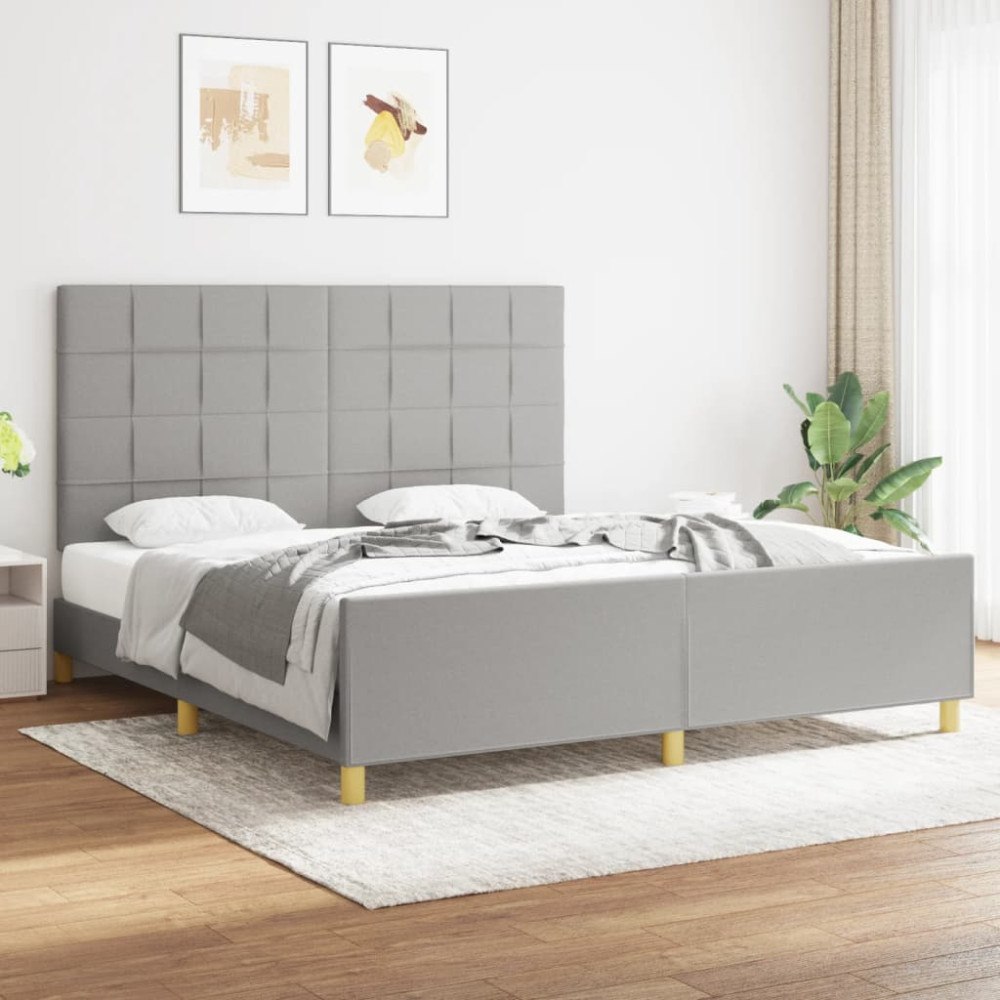 vidaXL Sängram utan madrass ljusgrå 180x200 cm tyg